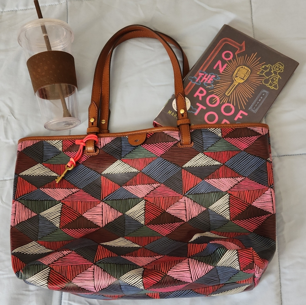 Fossil Patterned Tote With Snap Closure - image 1